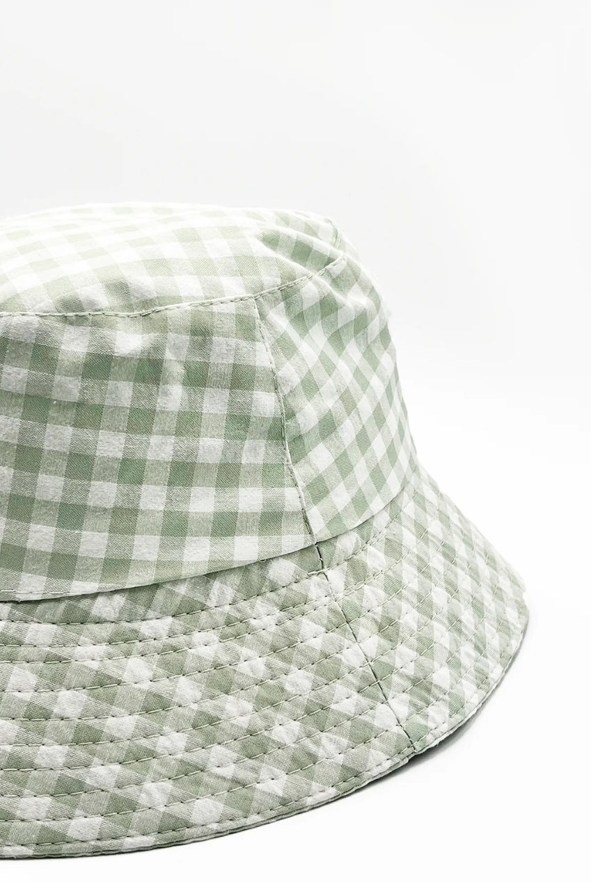 Rylee Gingham Bucket Hat In Green & White HW300230