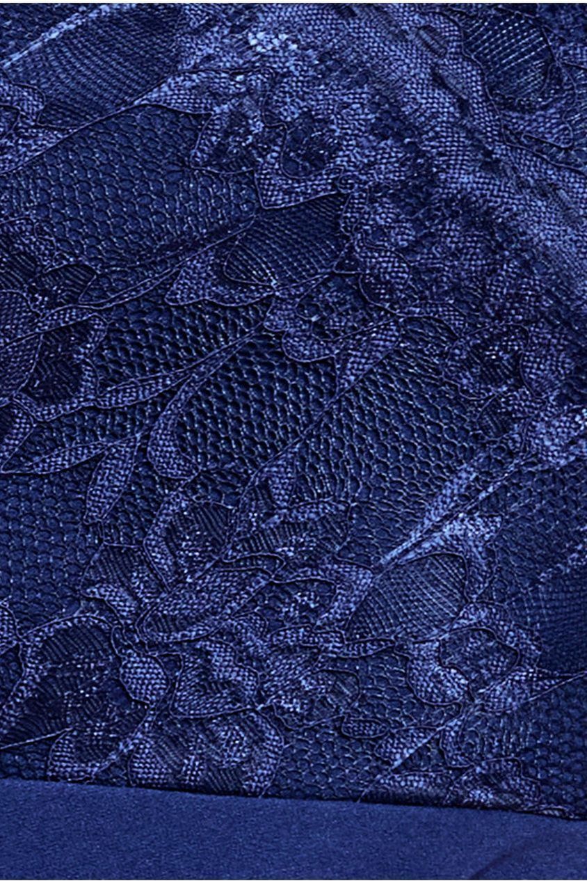 Scalloped Lace & Scuba Maxi Dress - Navy DR2449C