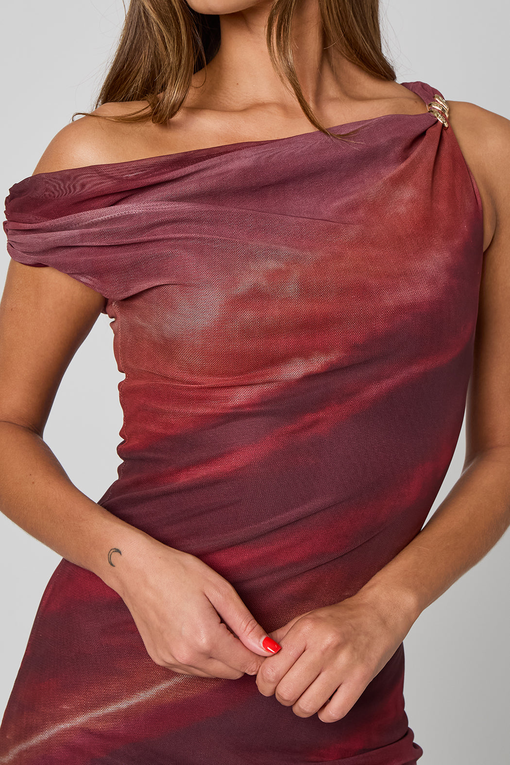 Tie Dye Max Gold Trim Maxi Dress 40DRS37798-c59