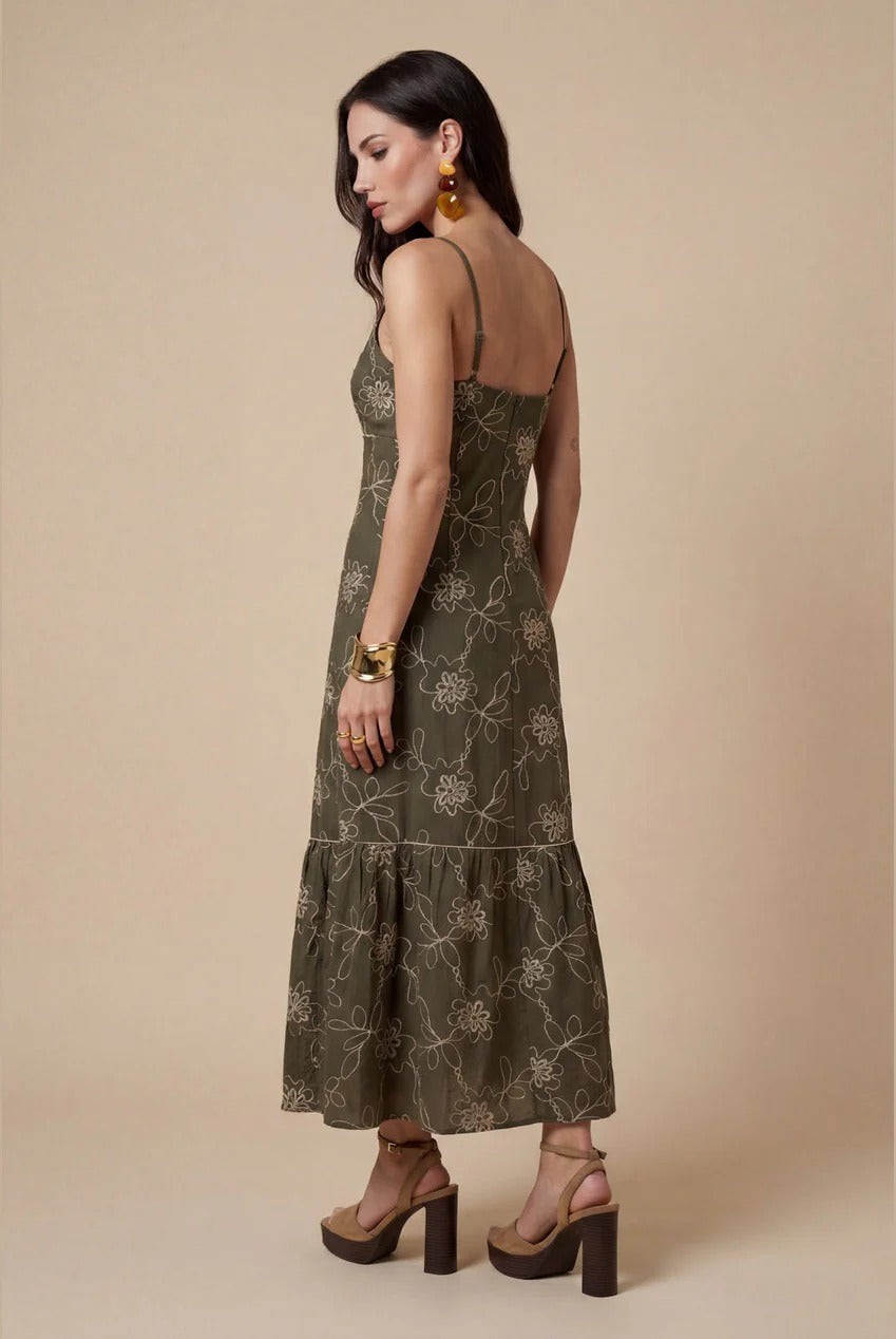 Embroidered Maxi Dress Khaki 40DRS38688-c33