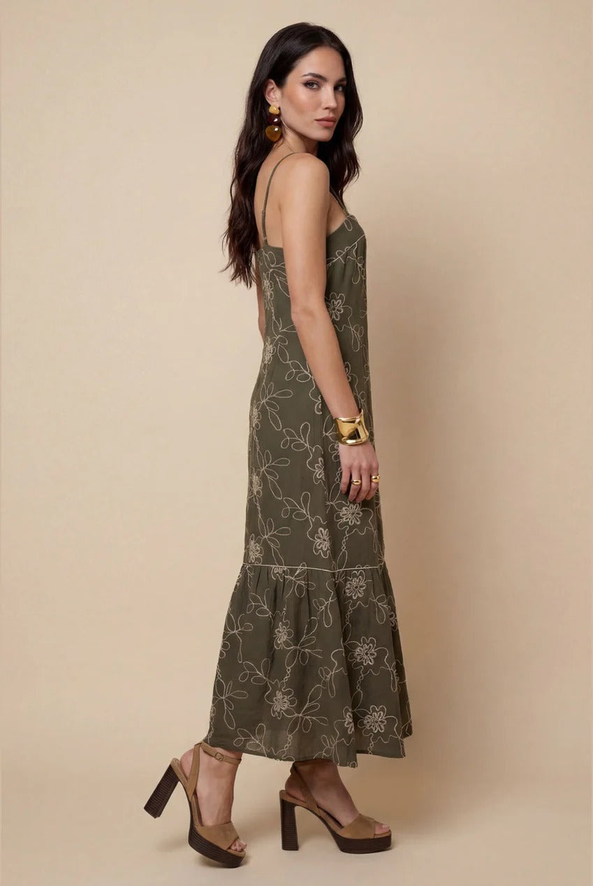 Embroidered Maxi Dress Khaki 40DRS38688-c33