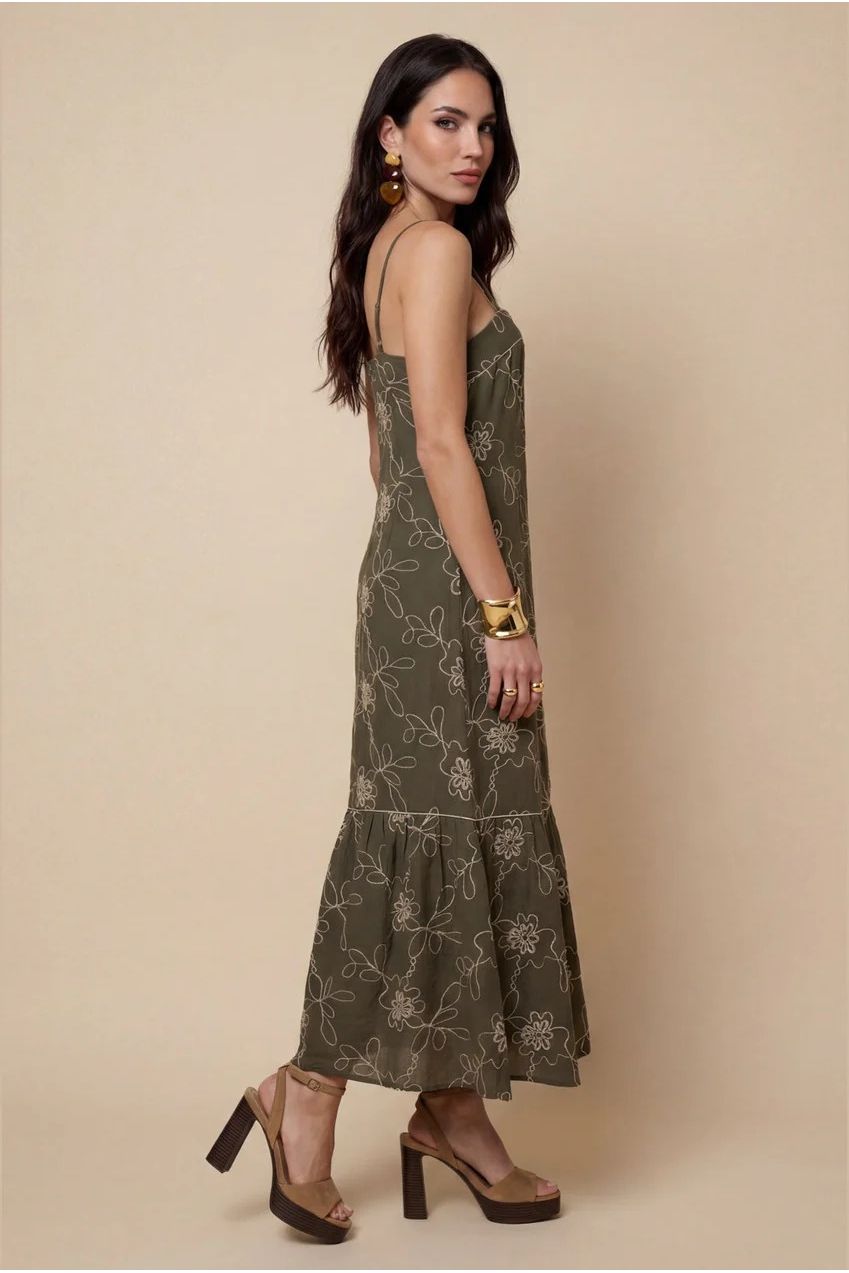 Embroidered Maxi Dress Khaki 40DRS38688-c33