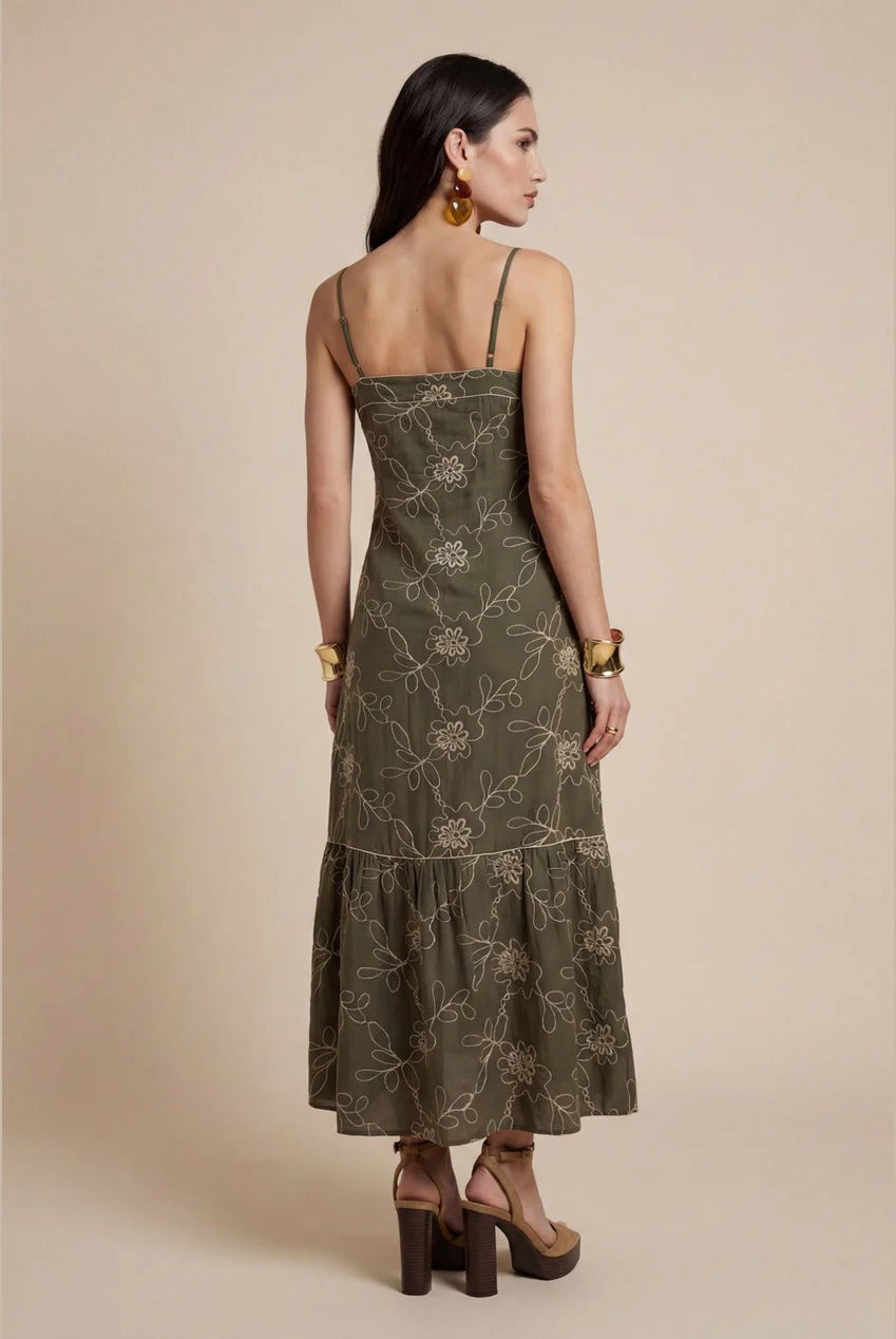 Embroidered Maxi Dress Khaki 40DRS38688-c33