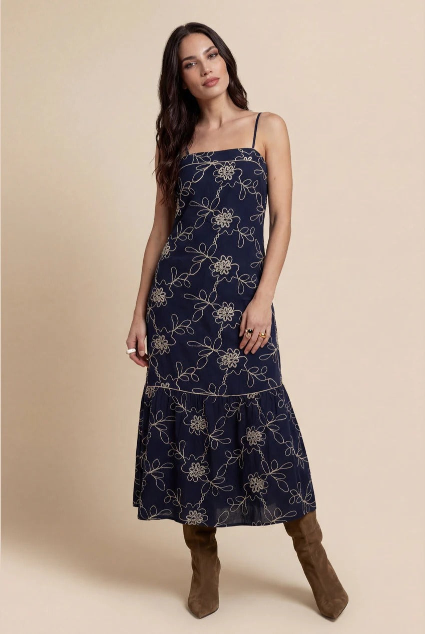 Embroidered Maxi Dress Navy 40DRS38688-c41