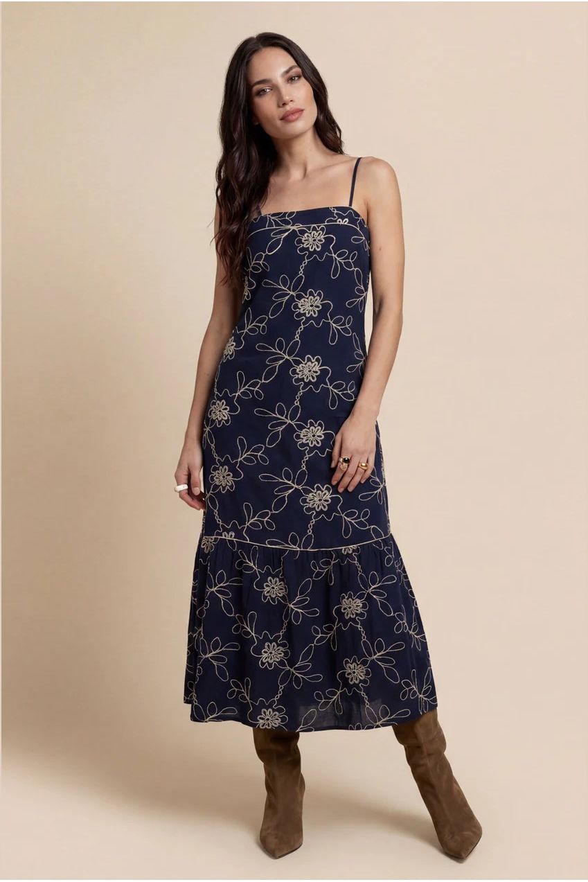 Embroidered Maxi Dress Navy 40DRS38688-c41
