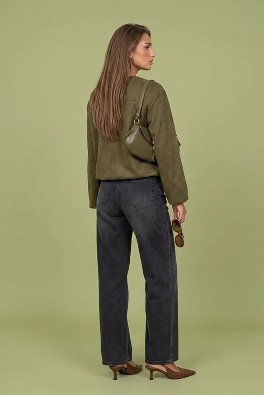 Faux Suede Bubble Hem Jacket 40JKT37162