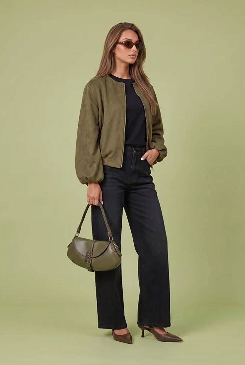 Faux Suede Bubble Hem Jacket 40JKT37162