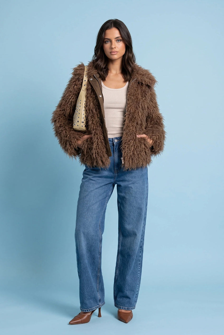 Mongolian Faux Fur Coat 40JKT37250