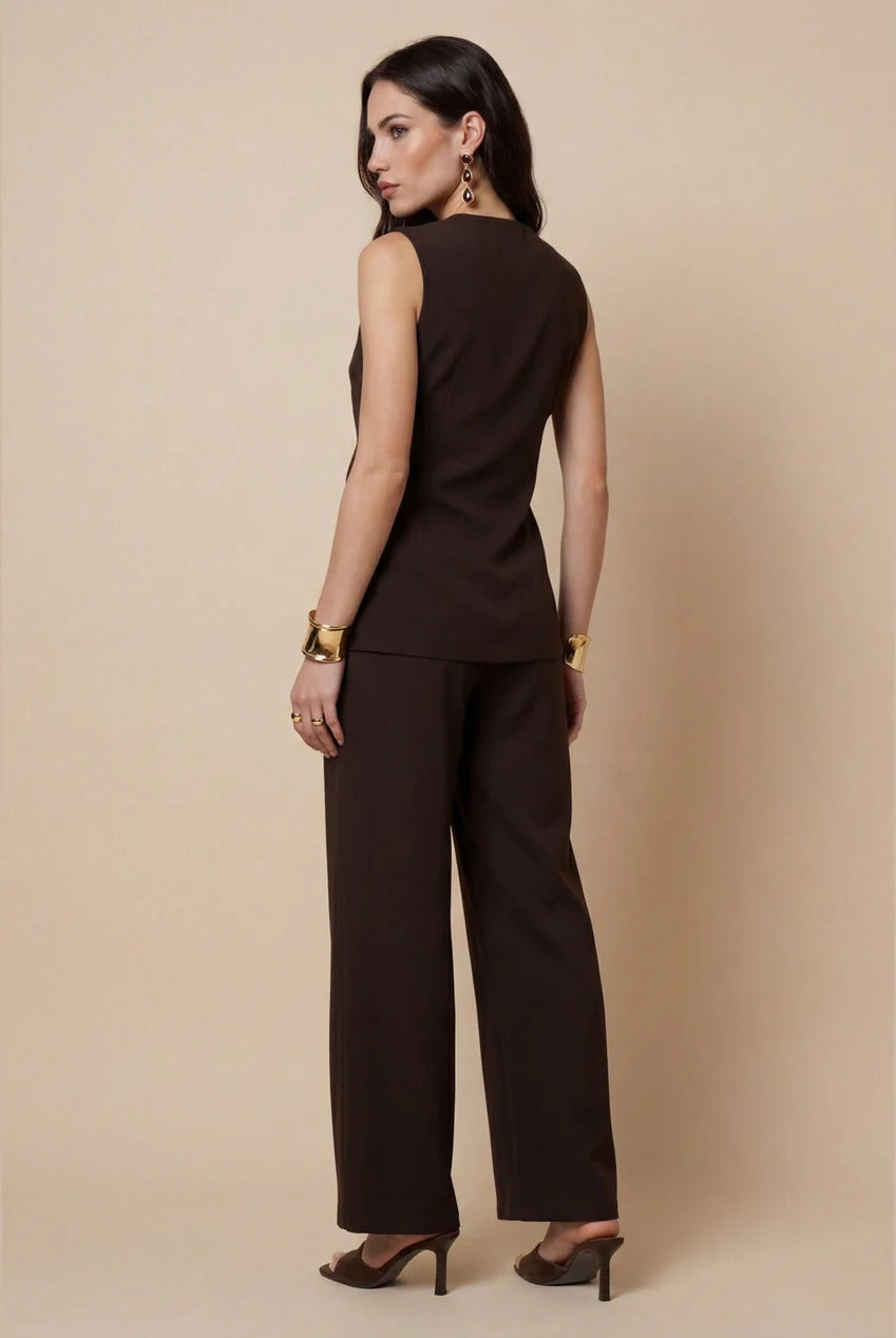 Cross Over Waistcoat Chocolate 40TOP38685-c24