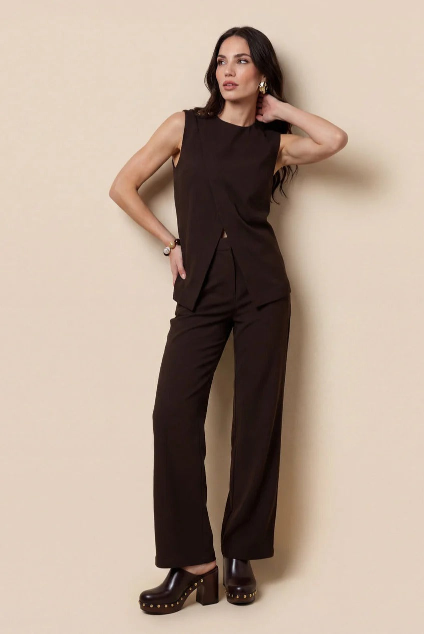 Cross Over Waistcoat Chocolate 40TOP38685-c24