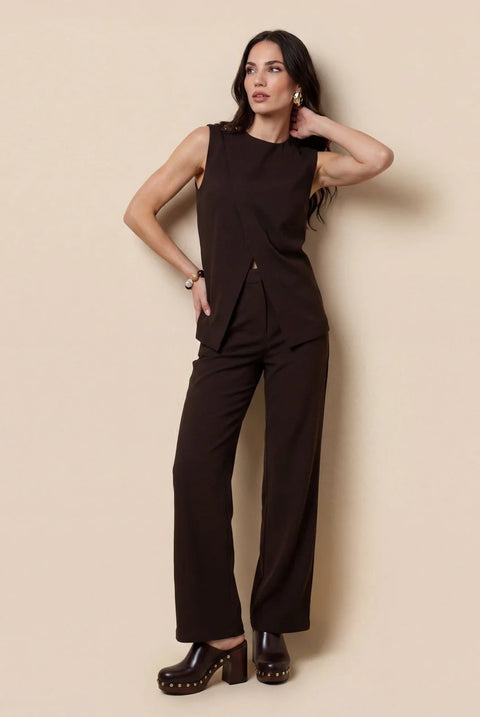 Cross Over Waistcoat Chocolate by Urban Bliss