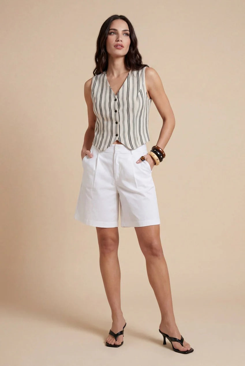 Stripe Waistcoat Cream Pattern 40TOPS38813-c11