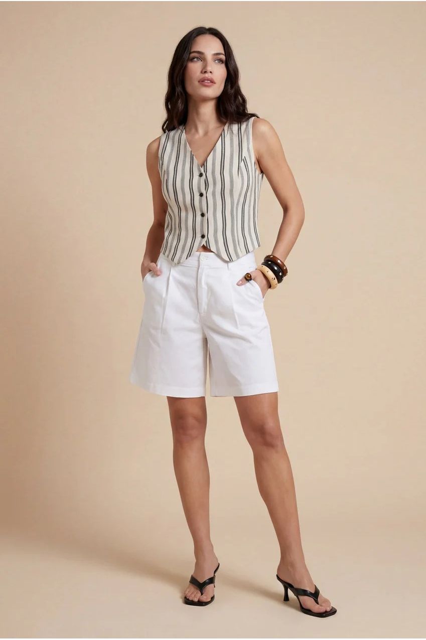 Stripe Waistcoat Cream Pattern 40TOPS38813-c11