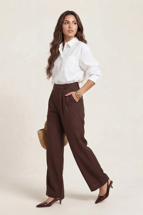 Linen Blend Wide Leg Trouser by Urban Bliss