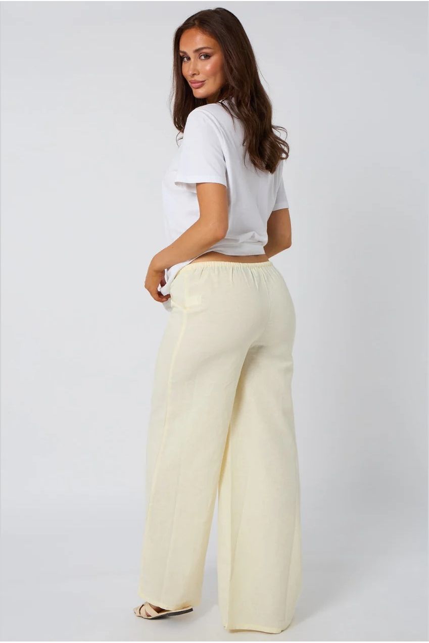 Lemon Linen-Look Elasticated Wide Leg Trouser 40TRS36281-c88