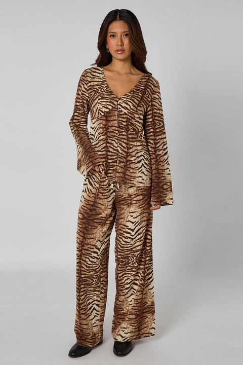 Zebra Wide Leg Trousers by Urban Bliss