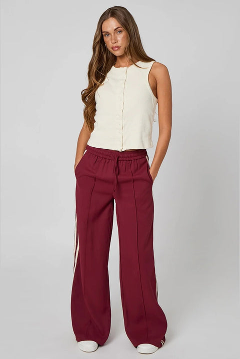 Burgundy Tapered Wide Leg Trouser by Urban Bliss