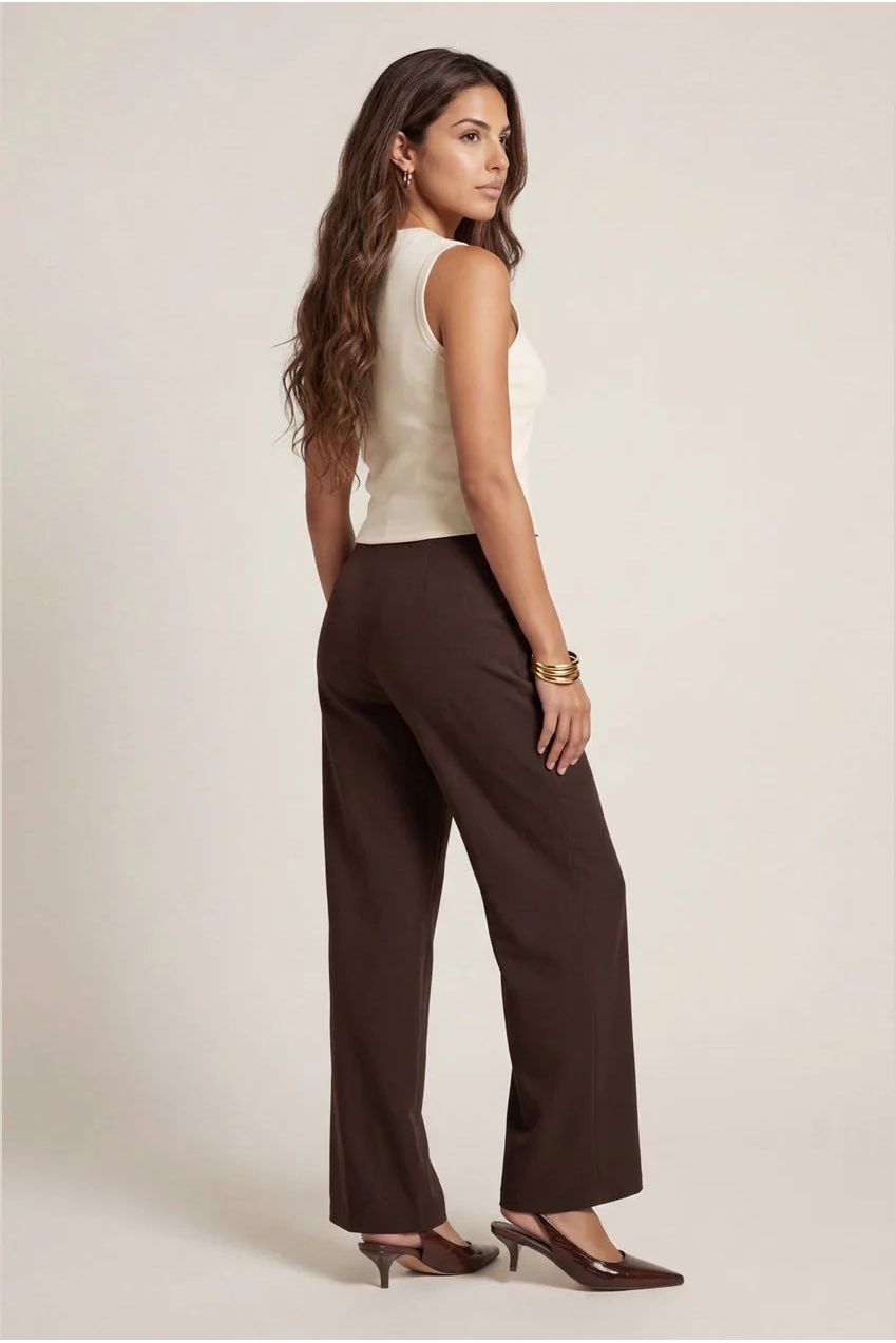 Belted Wide Leg Trouser Chocolate 40TRS38686-c24