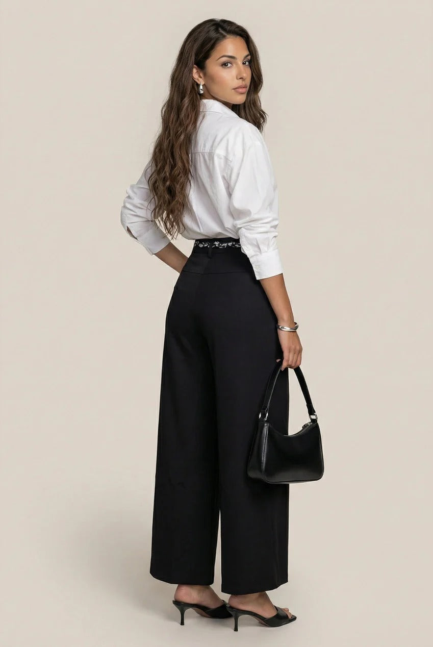 Belted Barrel Leg Trouser Black 40TRS38778-c1
