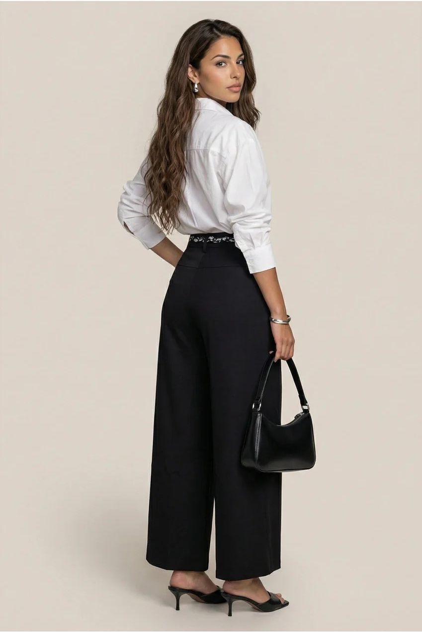 Belted Barrel Leg Trouser Black 40TRS38778-c1