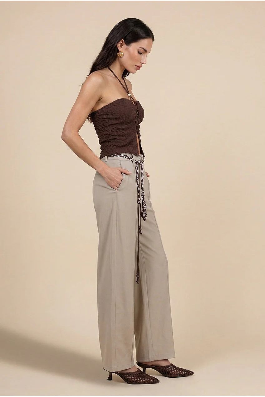 Belted Barrel Leg Trouser Grey 40TRS38778-c2