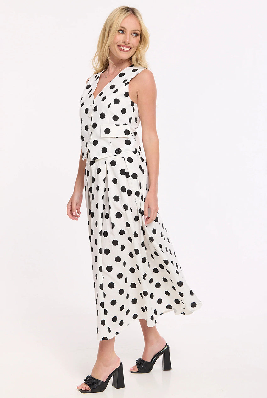Polka Dot Linen Blend Co-Ord Set LQ172685002