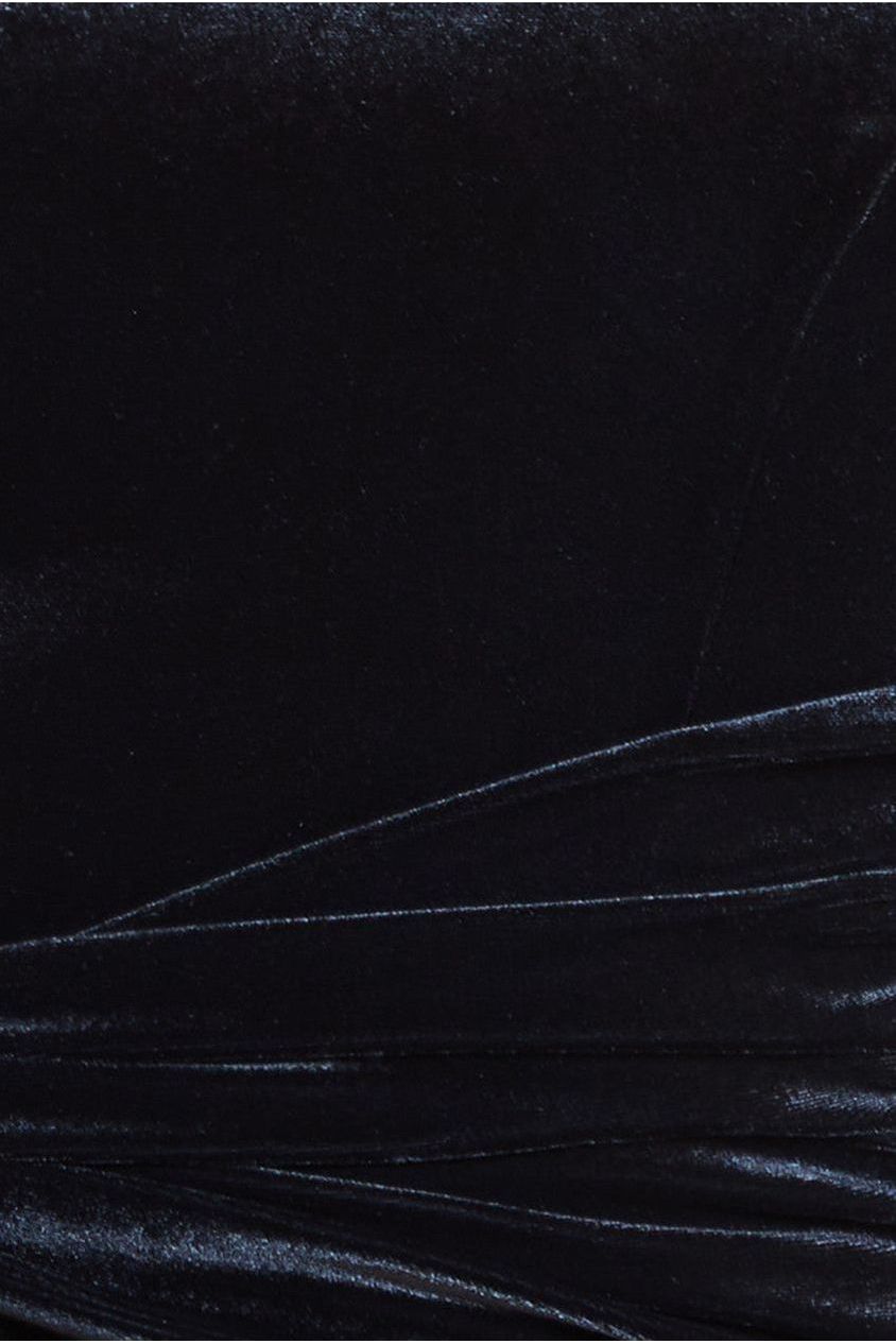 Hotfix Diamante Sleeve Front Split Velvet Maxi Dress - Black DR4383