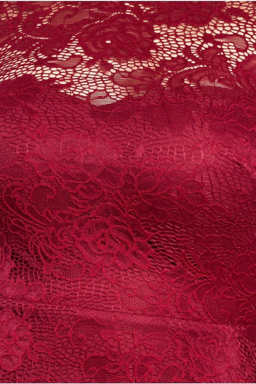 Scalloped Lace A-Line Maxi Dress - Wine DR4496