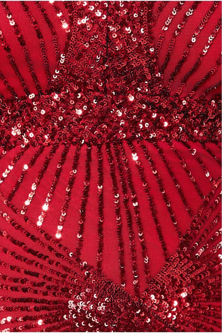 Starburst Sequin Maxi Dress - Red DR1824PLUS