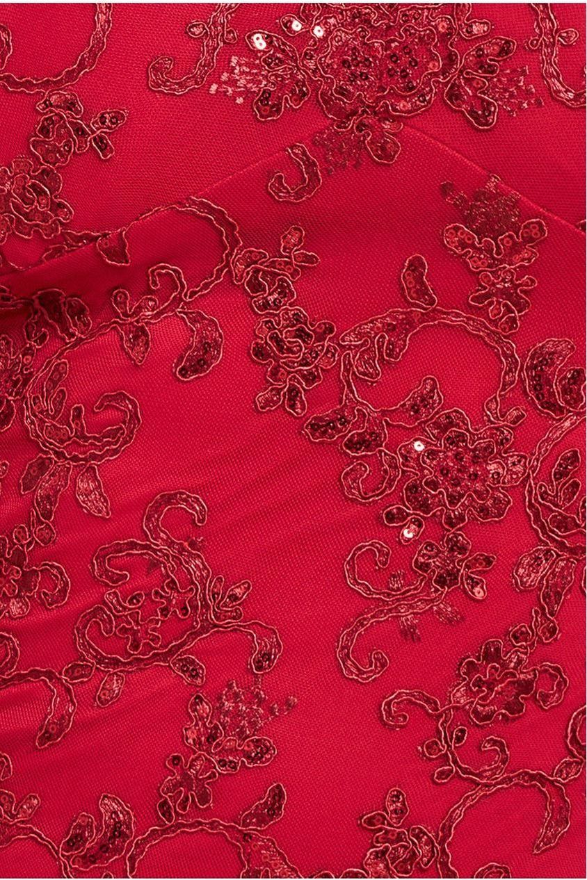 Scalloped Lace Maxi Dress - Red DR3897PLUS