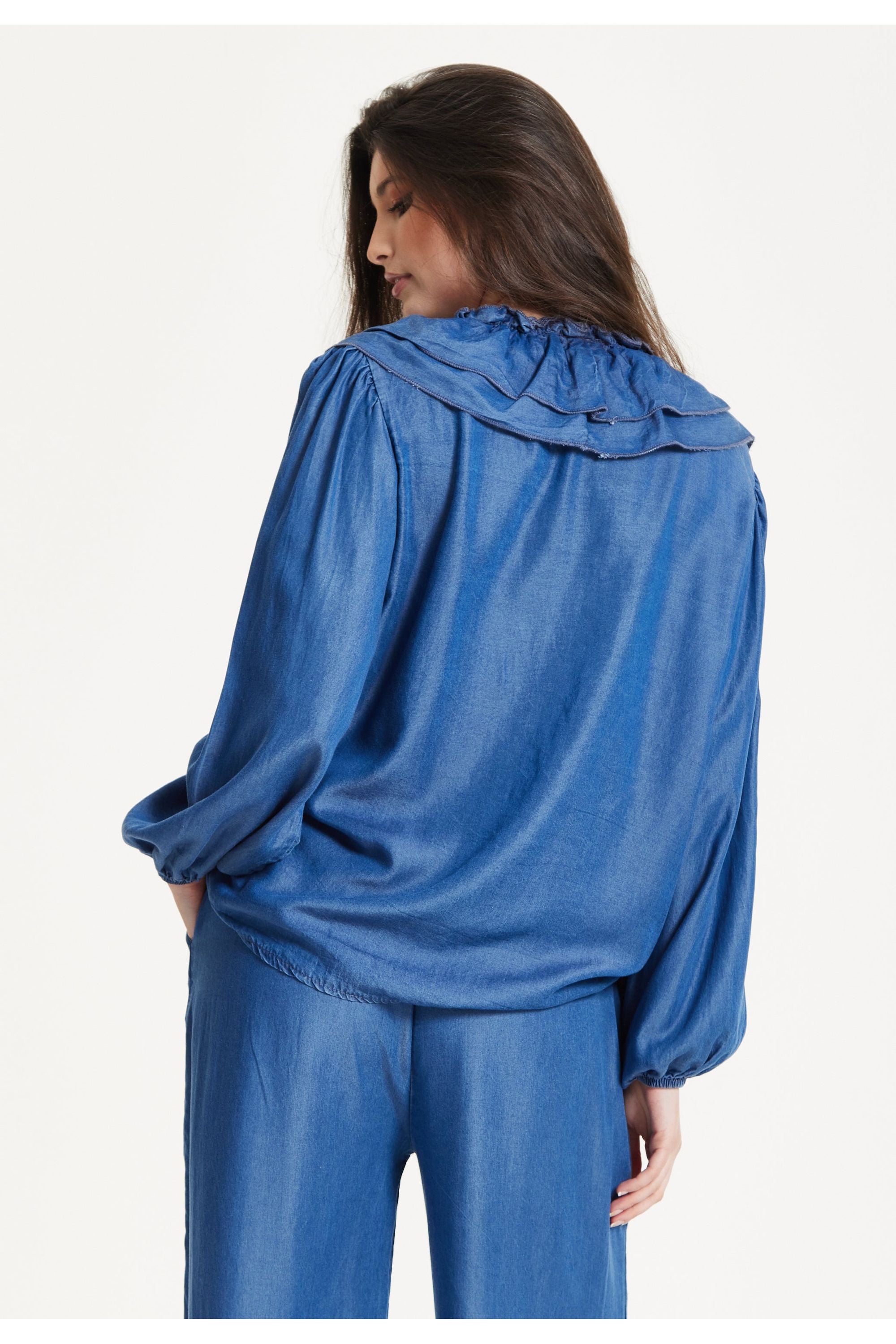 Ruffled V-Neck Long Sleeve Top 25SS8846008