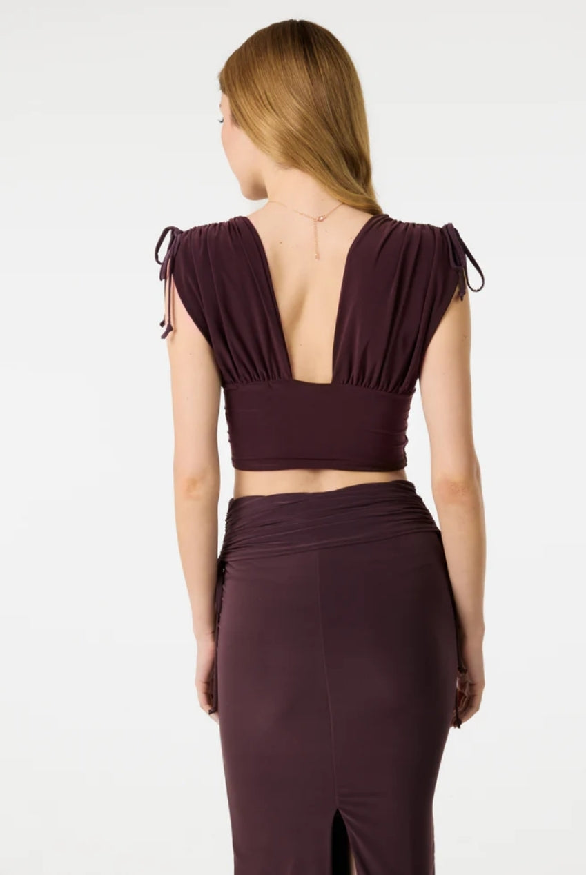 Ruched Shoulder Crop Top SS26206P030