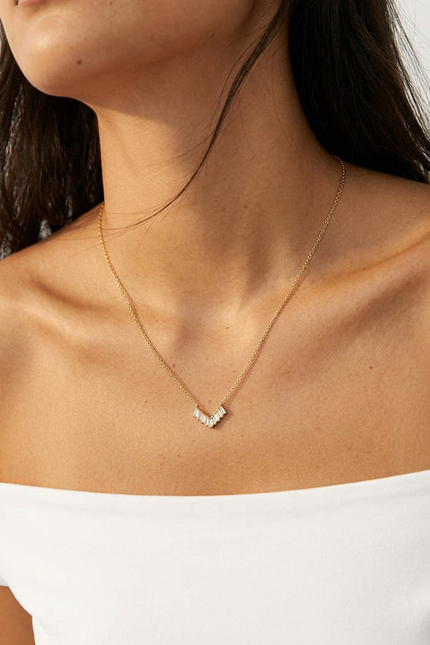 Dainty Baguette Bar Necklace In Gold Or Silver by MUCHV