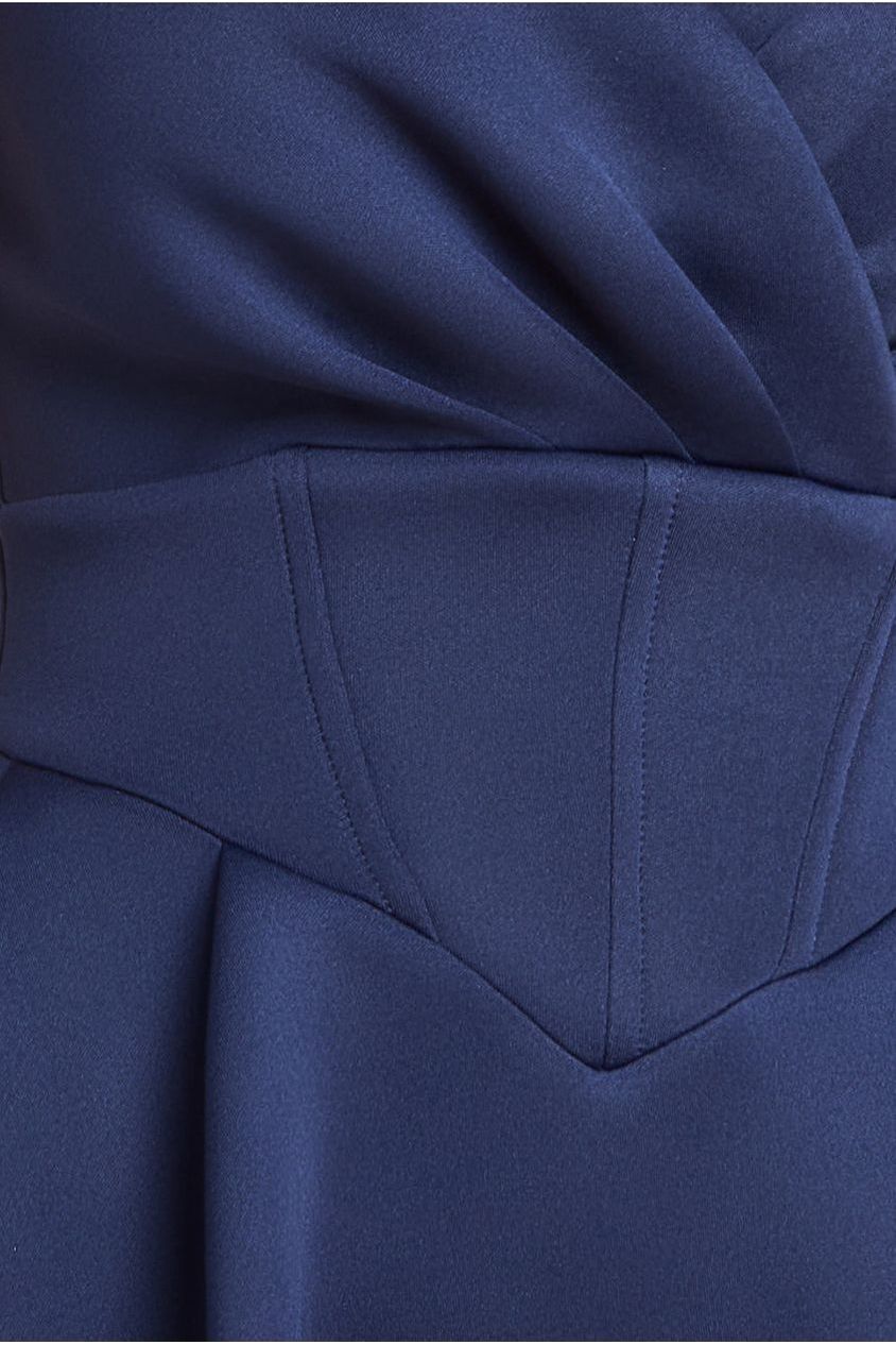 Corset Fit & Flare Midi Dress - Navy DR4538