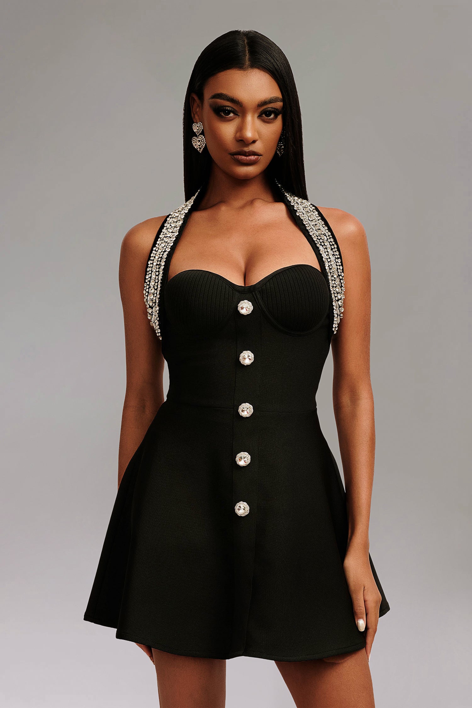 Traci Halter Strapless Sleeveless Mini Dress D240901215