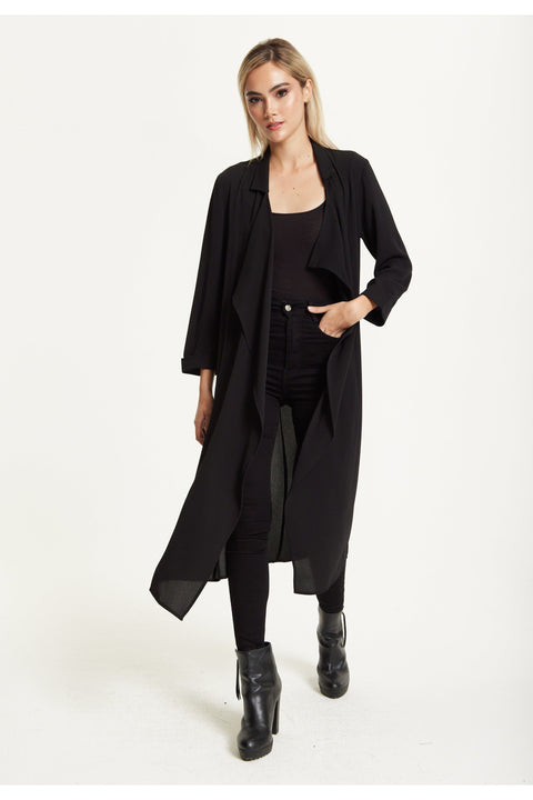 Black Waterfall Duster Coat by Liquorish