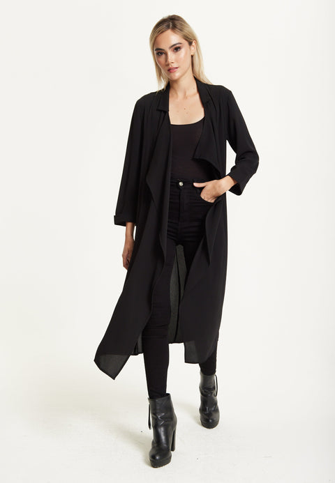Black Waterfall Duster Coat by Liquorish