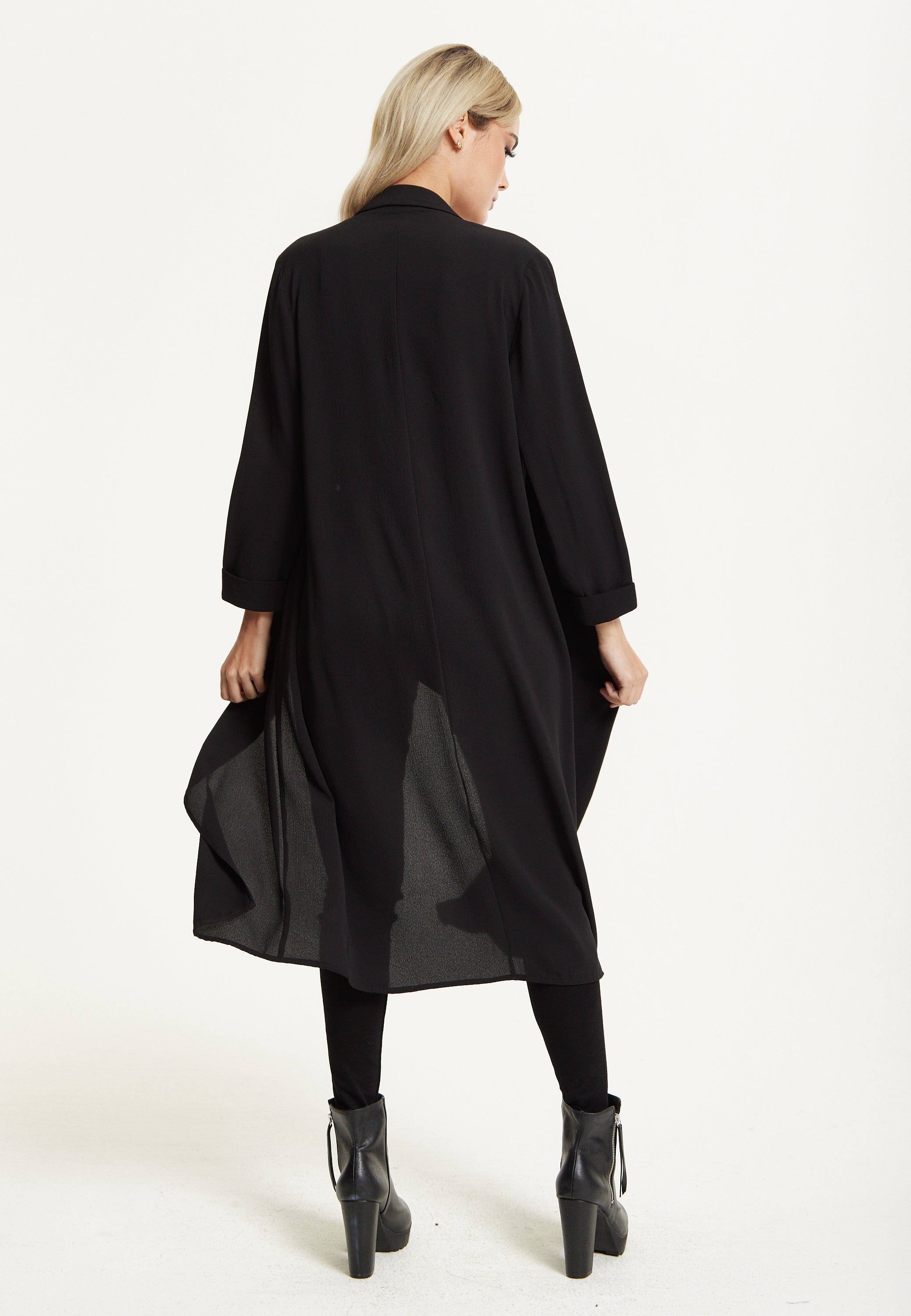 Black Waterfall Duster Coat 25AW-54001