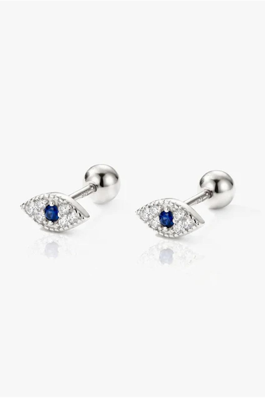 Gold Or Silver Evil Eye Earrings - Screw Back 588