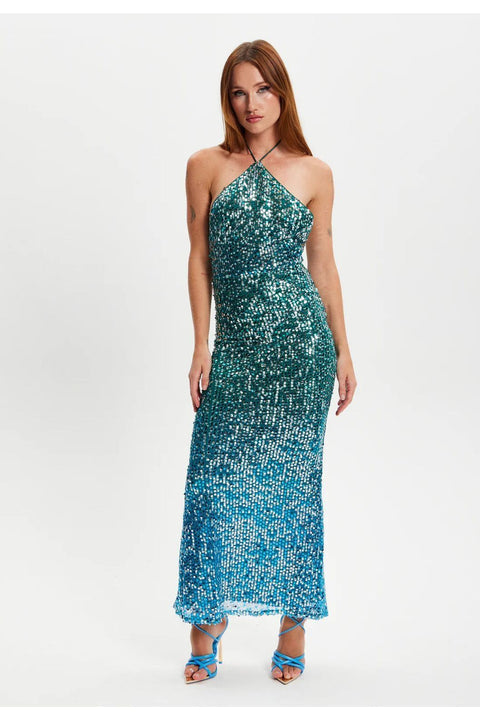 Halter Neck Maxi Sequin Dress by Liquorish
