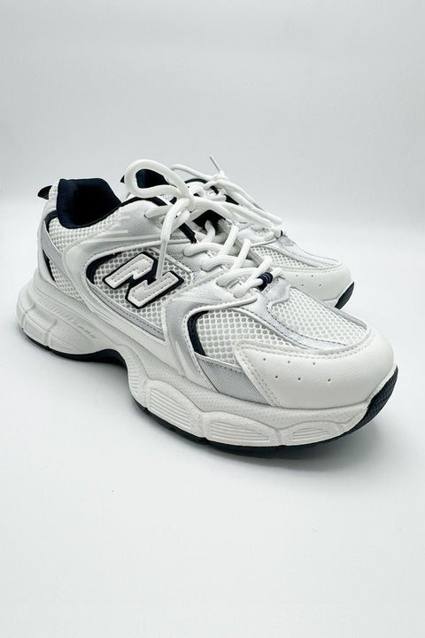 Novastride Mesh Lace-Up Trainers In White by Miss Diva