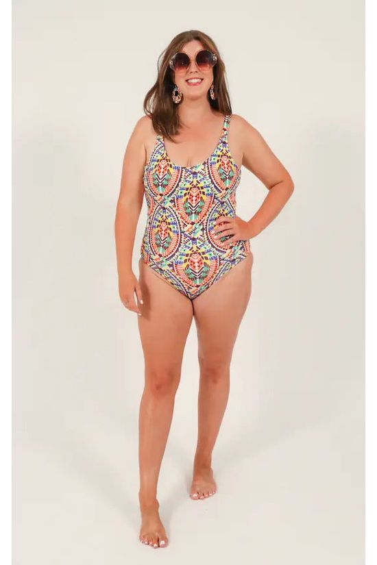 Swimsuit In Multicoloured Aztec Print MCSA23