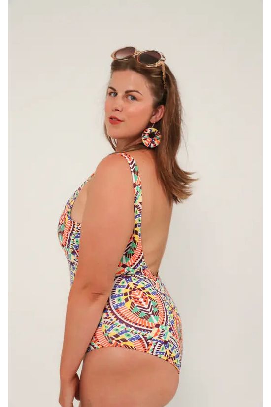 Swimsuit In Multicoloured Aztec Print MCSA23