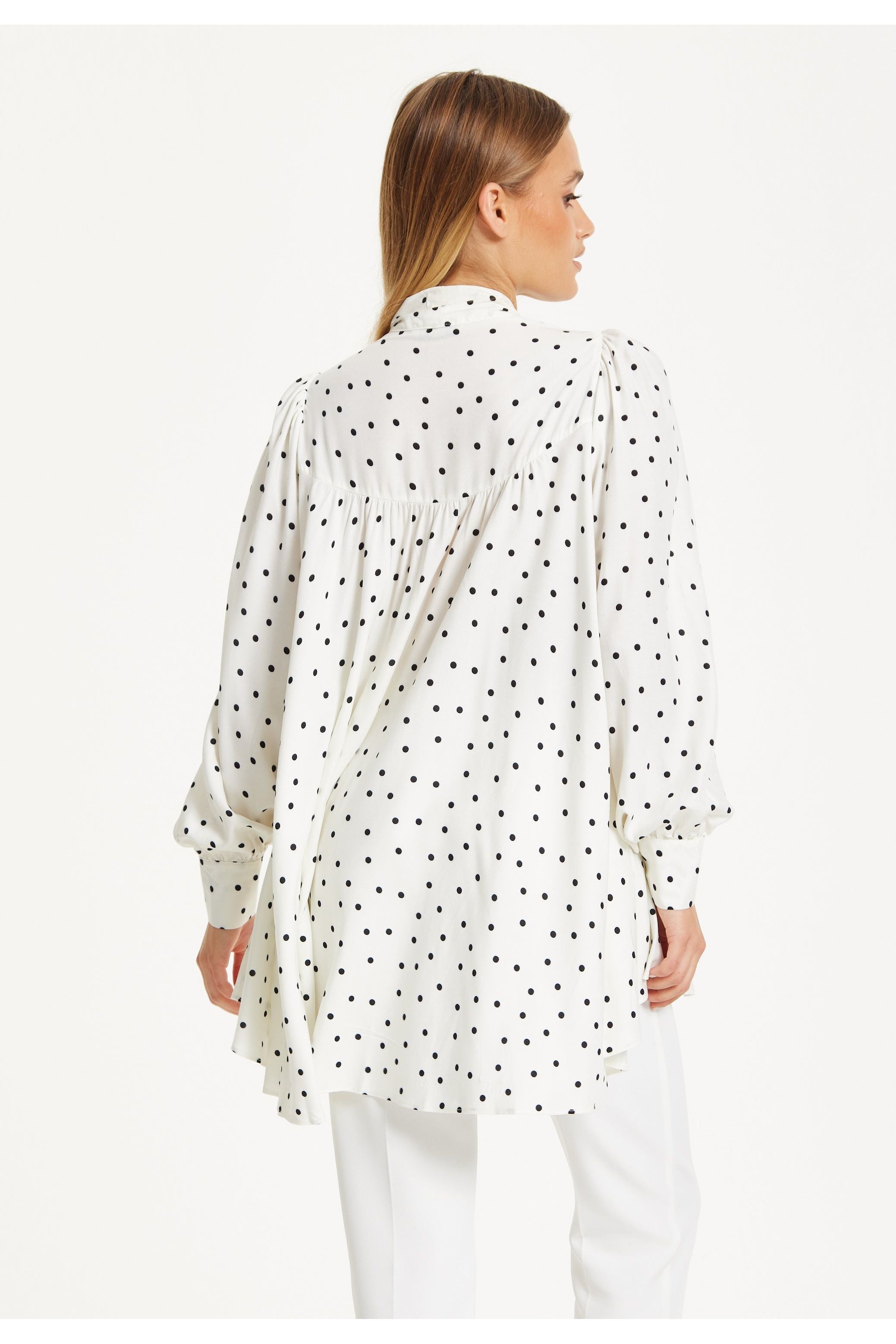 Polka Dot Ruffle High-Low Blouse 25SS8877002