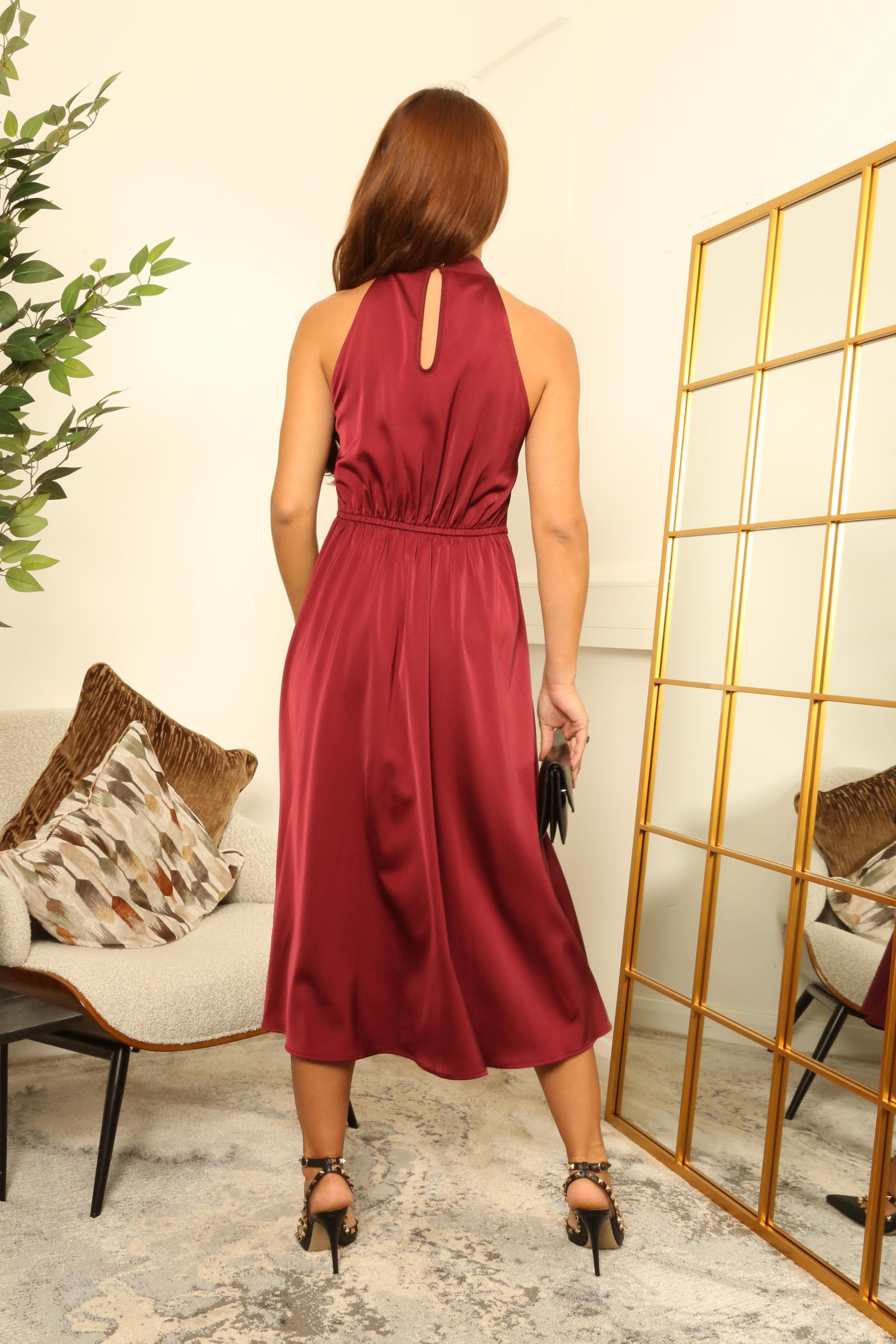 Cross Over Halterneck Midi Dress DR0000645