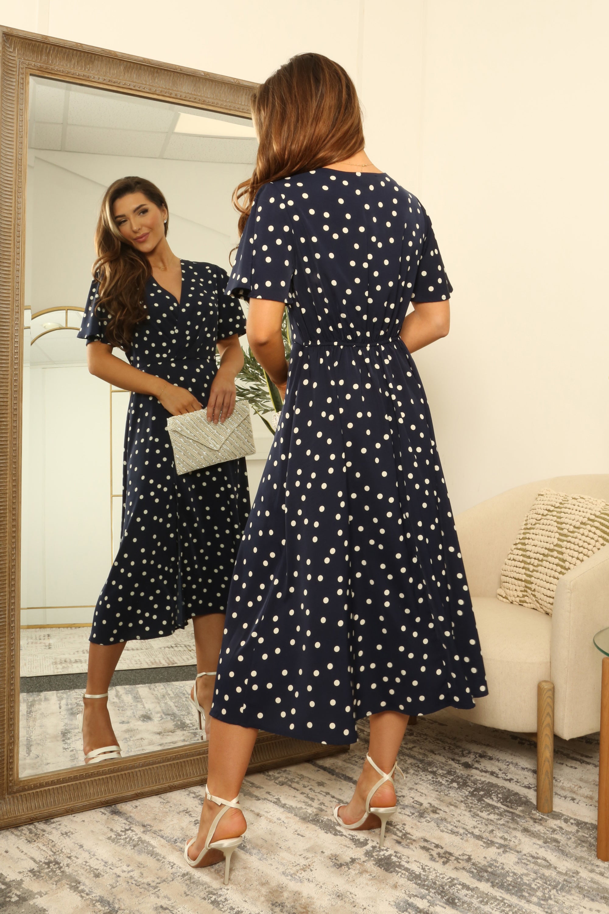 Midi Satin Wrap Dress With Split Skirt DR0000315