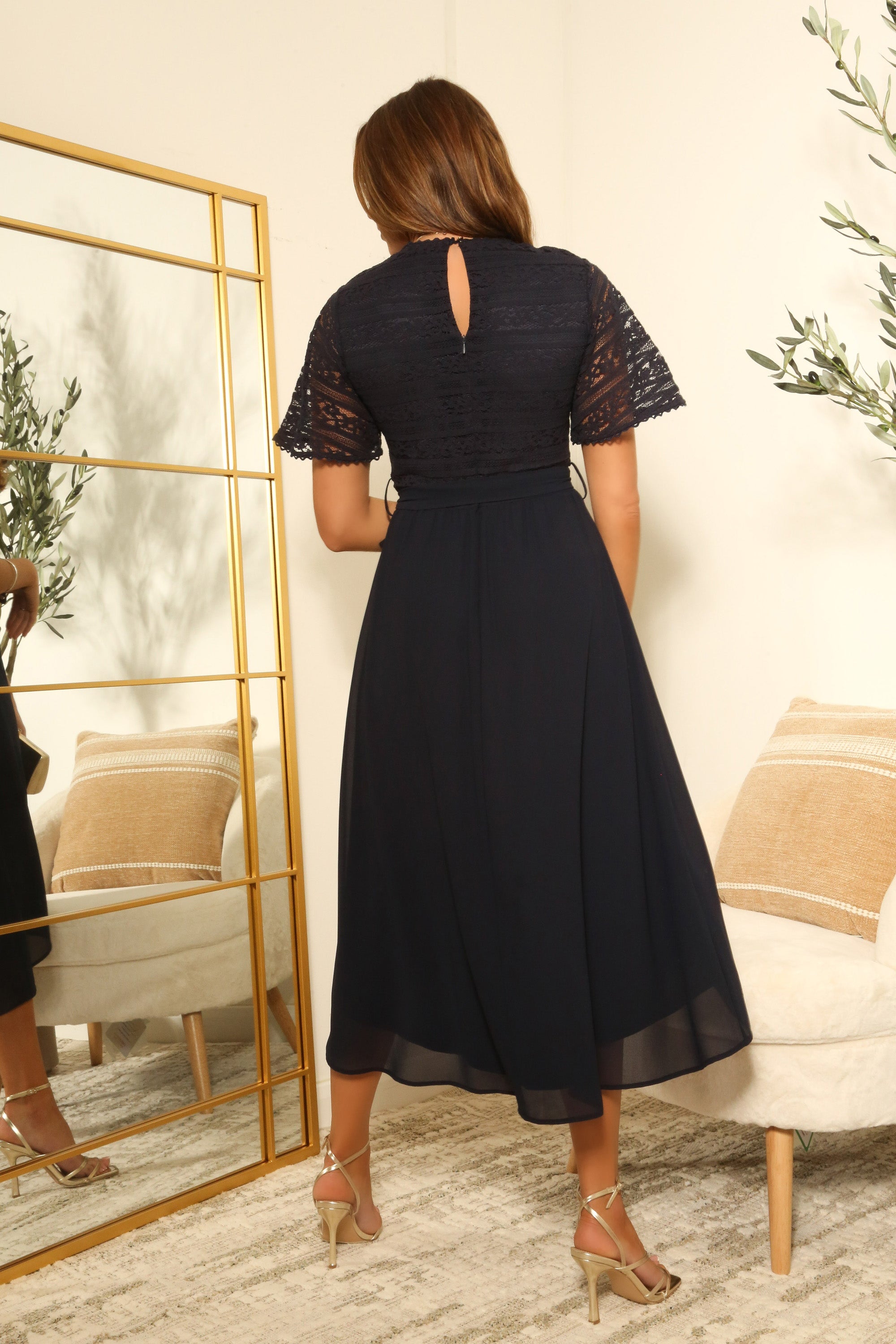 Lace Top High Low Hem Dress DR0000624