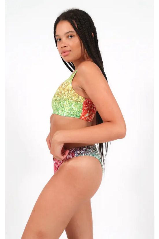 Low Rise Bikini Bottoms In Rainbow Glitter Print LRBBGP23