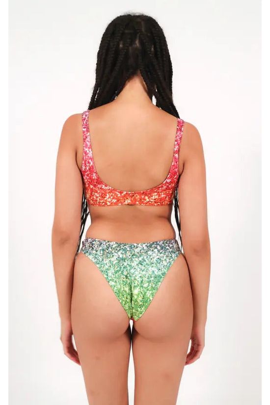 Low Rise Bikini Bottoms In Rainbow Glitter Print LRBBGP23