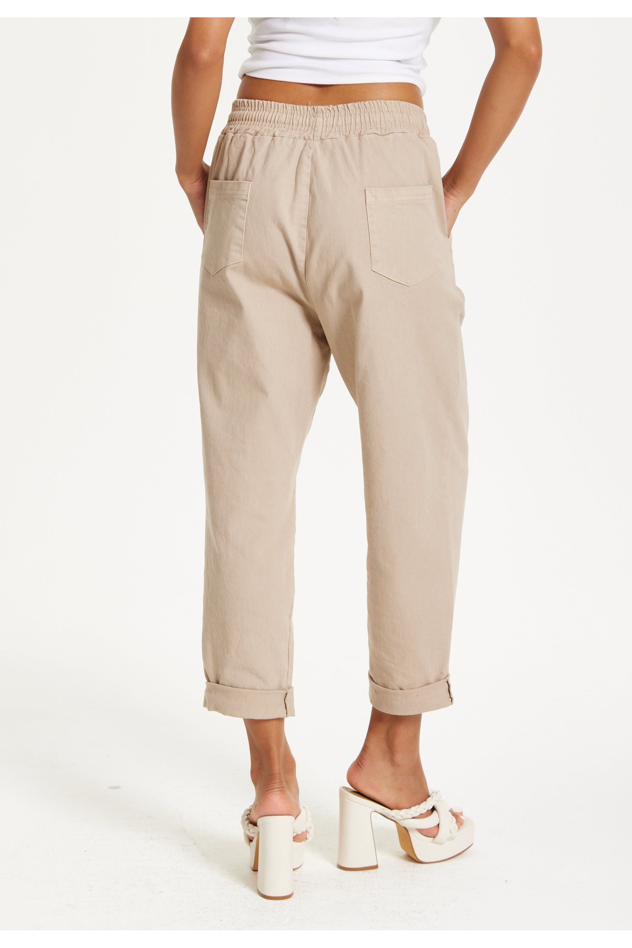 Beige Relaxed Fit Tapered Trousers 25SS8881023
